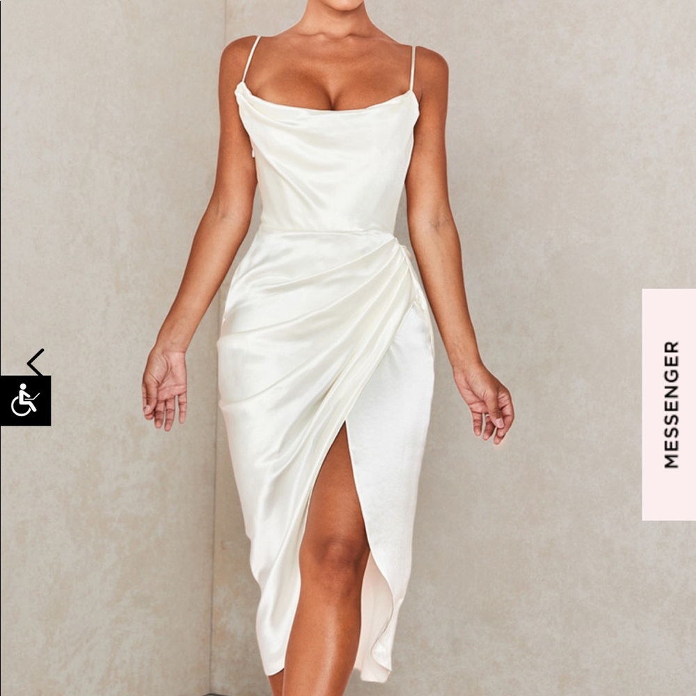 House of cb ivory satin corset dress